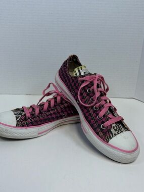 Converse Pink Patterned Low-Top Sneakers with Bailey embroidery on back